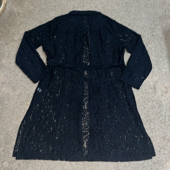 TORRID Floral Lace Sheer Open Duster Trench Coat Black 1X 14-16 - Picture 7 of 13